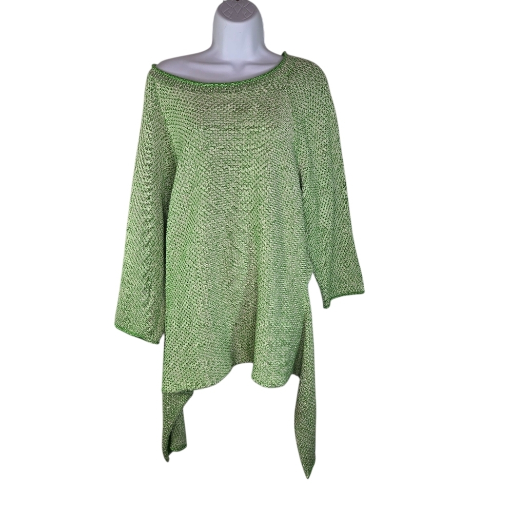 Eckhaus Latta Green Hand-Loomed Asymmetrical Knit Sweater Avant Garde Usa